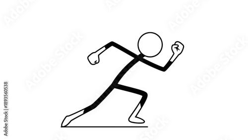 Simple stick figure running with fists clenched in dynamic pose.