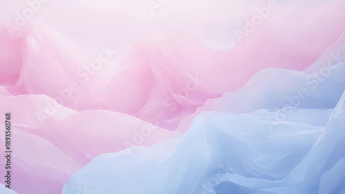 Abstract pastel forms in pink and blue, like clouds or waves