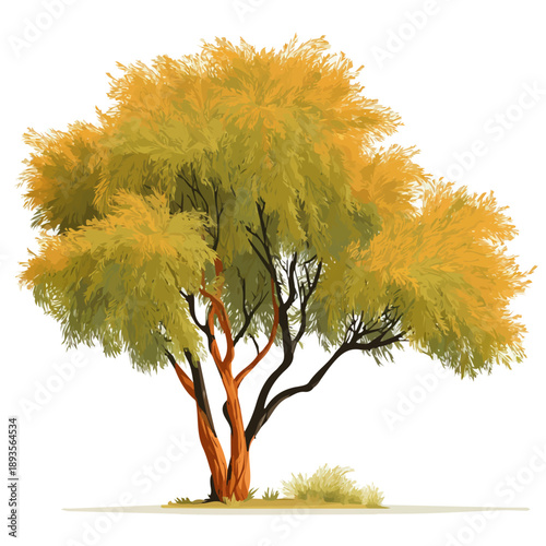 Tamarisk Tree, rendered in a minimalist 2D flat vector icon style against a pure white backdrop