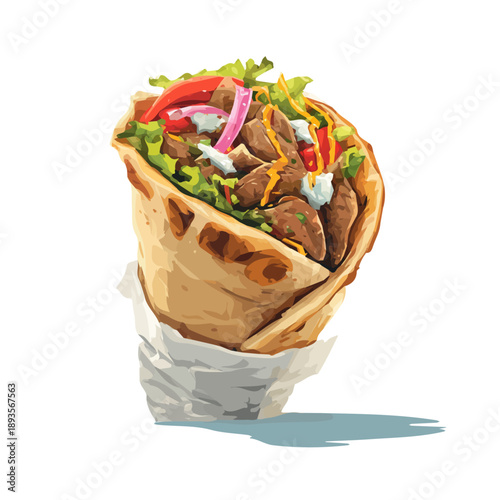 Gyro, 2D flat vector illustration in icon style, isolated on a white background