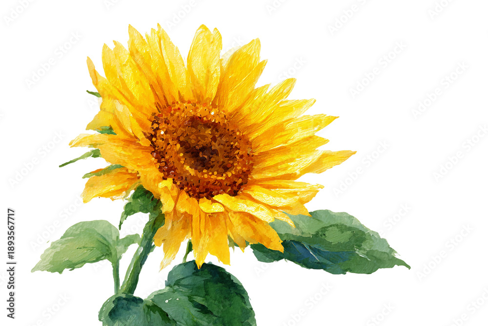 Naklejka premium Artistic Sunflower Rendered in Loose Brushstroke Technique isolated on transparent background