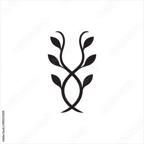  Silhouette intertwined floral design element for decoration and ornamental usage Vector illustration