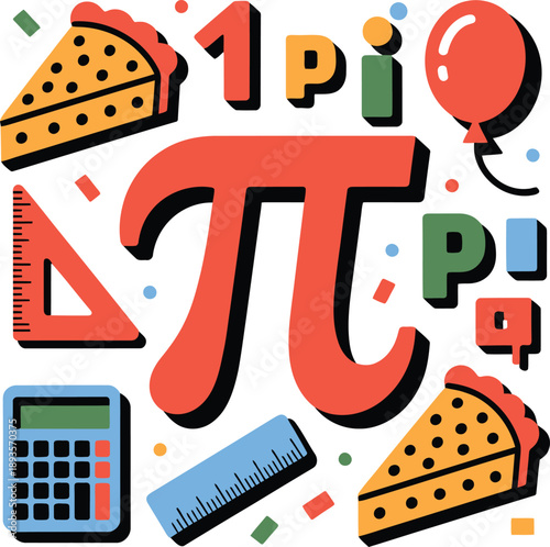 Celebrating pi day with mathematical symbols and objects