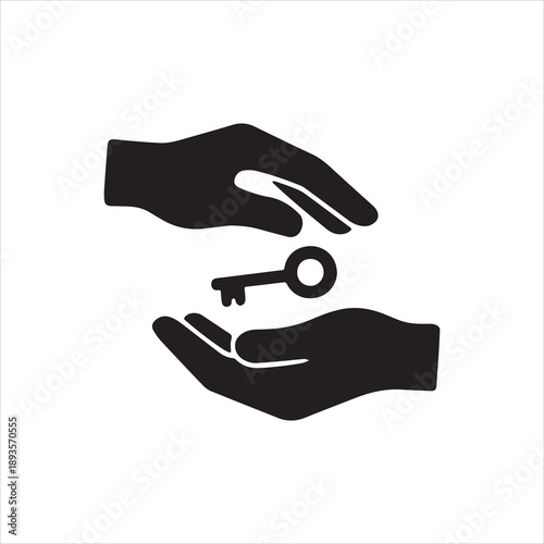  Silhouette hands holding a key for security Vector illustration