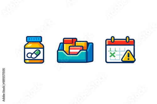 Visual representation of medicine, organization tools, and scheduling reminders for proper health management