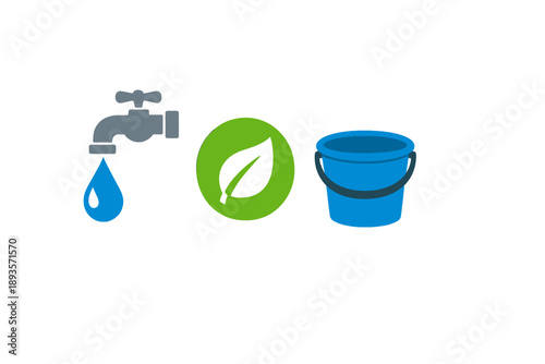 Using water from a tap to fill a bucket while promoting environmental awareness about conserving natural resources