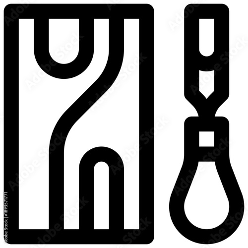 Wood carving. Editable stroke vector icon. 