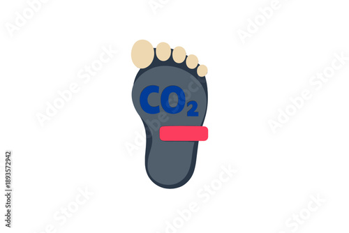Footprint symbol representing carbon dioxide impact on environment displayed on a white background with clear design elements for educational purposes