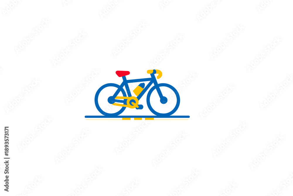 Fototapeta premium Bicycle parked on a flat surface with simple design and bright colors during daytime