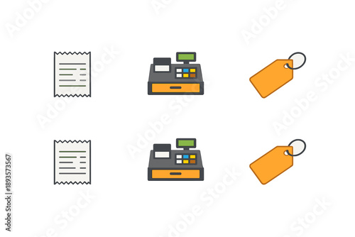 Cash register display with receipt and price tag shown in a simple format for easy understanding of retail transactions