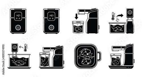 Instructional diagram showing how to use a portable ice maker machine