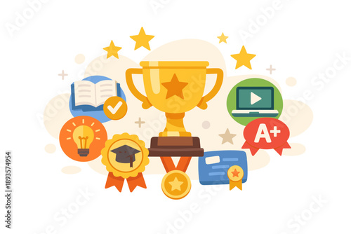 Celebrating achievements with awards, learning materials, and symbols of success