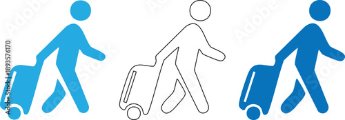 Three People with Luggage Traveling Concept Illustration