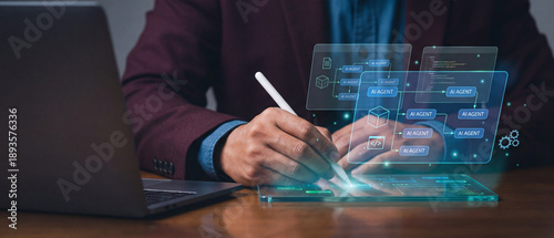 workflow Ai automation concept artificial intelligence software with training, workflow, automation, ai, work, concept, flow