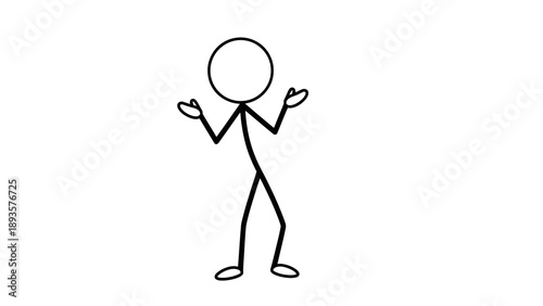 Simple stick figure character with outstretched arms and questioning gesture.