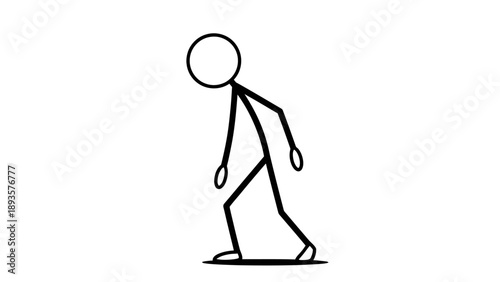 Simple stick figure walking with minimalist design and clean lines.