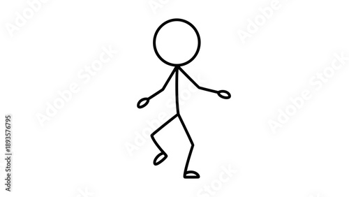 Simple stick figure dancing with dynamic pose and movement.
