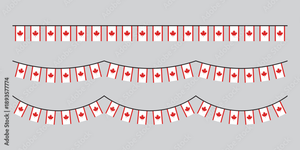Fototapeta premium Seamless Canada Flag Party Bunting Border Background – Flat Design Illustration