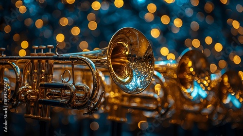 Brass Instruments in Festive Lighting