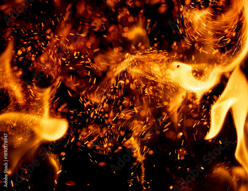 A fire with a lot of sparks and smoke