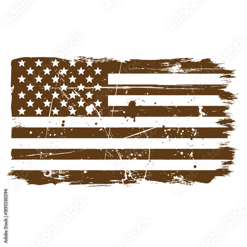 Vintage Grunge texture Grunge American flag design with stars and stripes on white background  patriotic symbol
