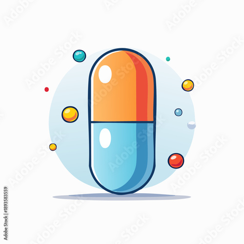 Vibrant capsule with colorful molecules in modern design