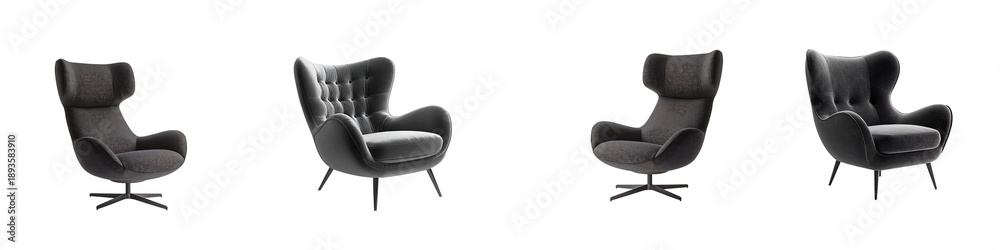 Fototapeta premium Set of armchair isolated on transparent background