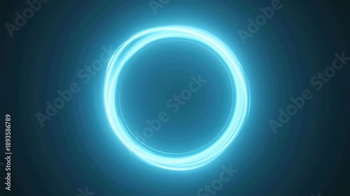 4K cinematic abstract stock video minimal blue neon circular halo energy flow endlessly traveling perfect circle calm liquid light motion glow breathing pulses dark minimal background clean futuristic
