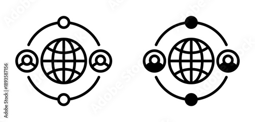 Global Connection Icon Collection line & Mixed Style icon 