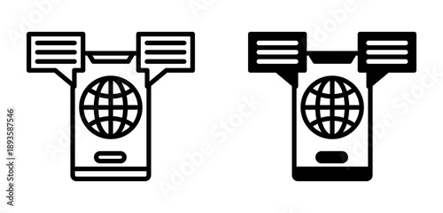 Online Message Icon Collection line & Mixed Style icon 