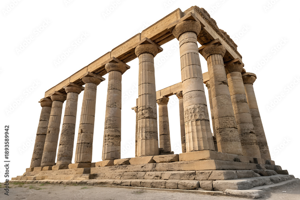 Fototapeta premium Monumental stone column set, strong vertical structure, isolated on transparent background, PNG