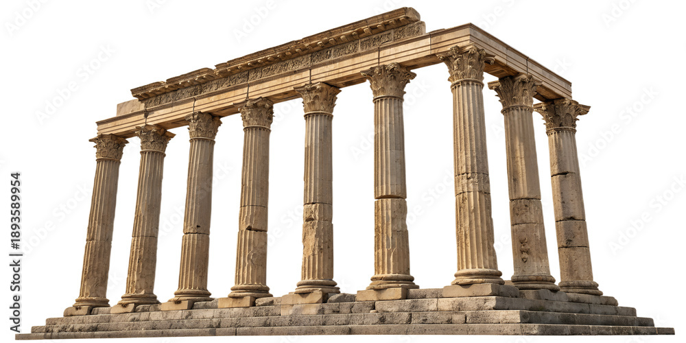 Fototapeta premium Monumental stone column set, strong vertical structure, isolated on transparent background, PNG
