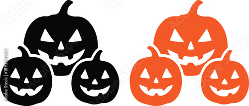 halloween pumpkin jack black organ icon set vector illustration design art 