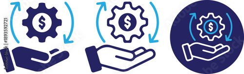 hand holding money circulation icon set multiple style vector illustration design 