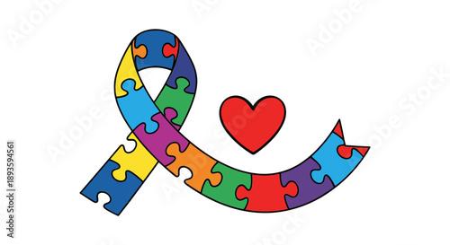 Autism Awareness Puzzle Piece Ribbon