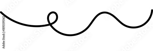 Continuous curvy thread creates abstract doodle pattern with flowing loops, perfect for modern graphic design, borders, dividers, and decorative elements. Vector illustration.