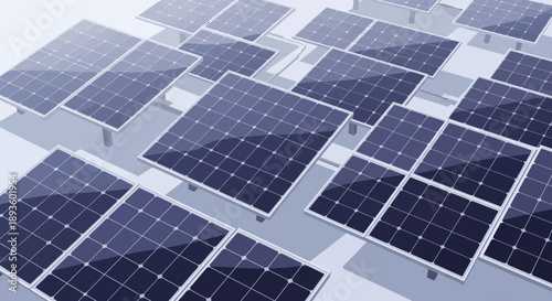 An aerial view of multiple solar panels installed on a rooftop, capturing sunlight for clean energy generation, under a clear sky.