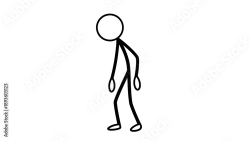 Simple stick figure illustration of a person walking alone.