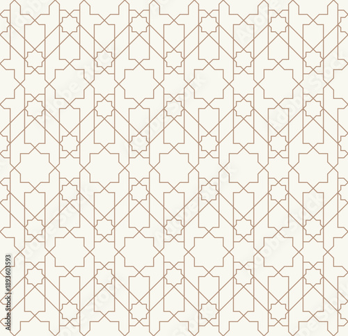 abstract arabic seamless line pattern background islamic texture beige color geometric vector illustration
