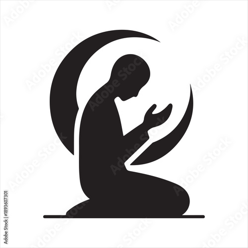 Islamic prayer salah vector silhouette illustration design concept set collection idea