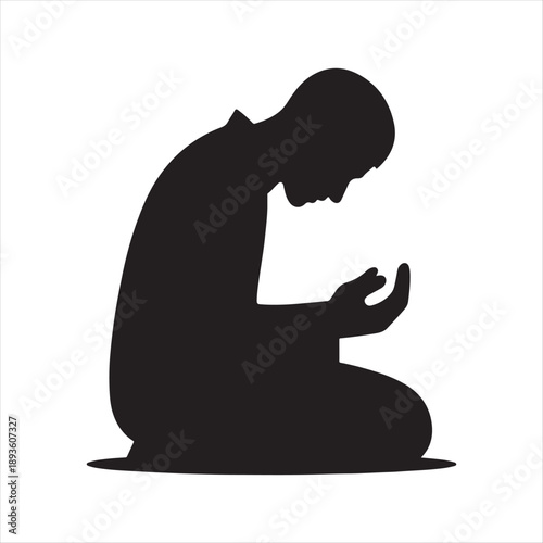 Islamic prayer salah vector silhouette illustration design concept set collection idea