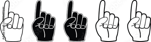 Five hands with fingers spelling out icon set solid filled and line art, outlined style, flat vector isolated on a white background.