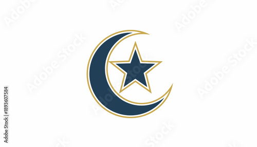 Ramadan inspired celestial moon star emblem