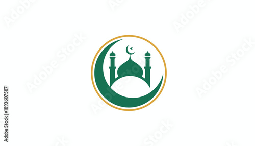 Islamic Mosque Icon with Crescent Moon