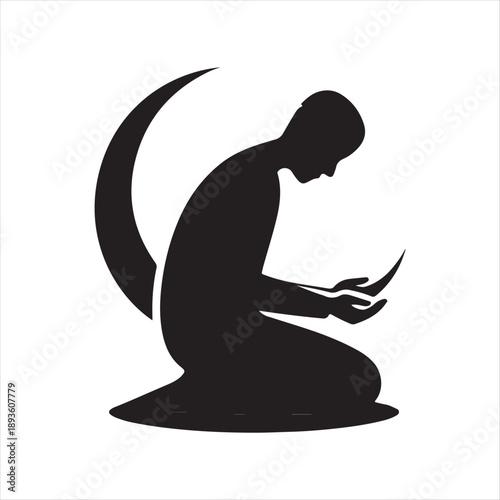 Islamic prayer salah vector silhouette illustration design concept set collection idea