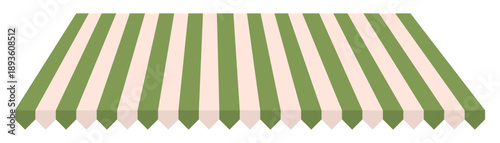 Green and Beige Striped Outdoor Awning Canopy Vector