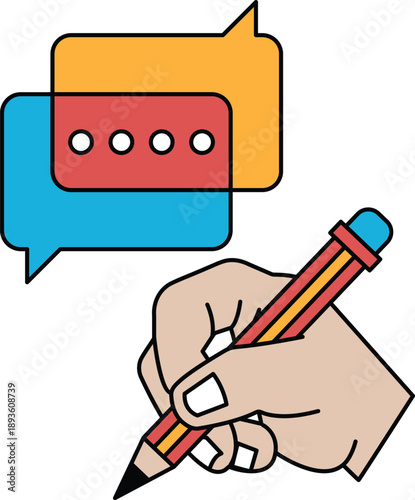 A hand is holding a pencil and writing on a piece of paper