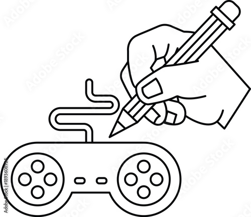 A hand is drawing on a video game controller
