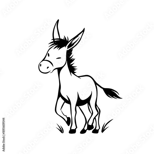 mule. mule simple black and white line art vector logo