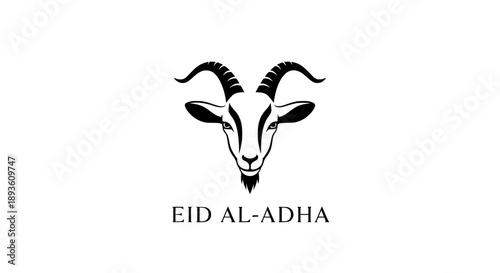 Eid al-Adha Goat Head Typography Vector Illustration